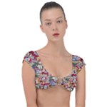 Pattern Kitten Christmas Cap Sleeve Ring Bikini Top