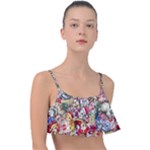 Pattern Kitten Christmas Frill Bikini Top