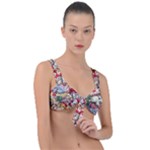 Pattern Kitten Christmas Front Tie Bikini Top