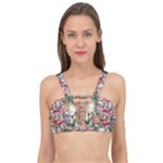 Pattern Kitten Christmas Cage Up Bikini Top