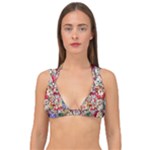 Pattern Kitten Christmas Double Strap Halter Bikini Top