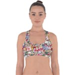 Pattern Kitten Christmas Cross Back Hipster Bikini Top 