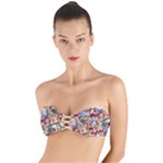 Pattern Kitten Christmas Twist Bandeau Bikini Top