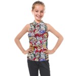 Pattern Kitten Christmas Kids  Sleeveless Polo T-Shirt