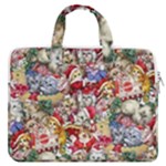 Pattern Kitten Christmas MacBook Pro 15  Double Pocket Laptop Bag 