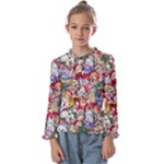 Pattern Kitten Christmas Kids  Frill Detail T-Shirt