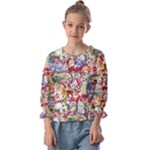 Pattern Kitten Christmas Kids  Cuff Sleeve Top