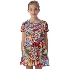 Kids  Short Sleeve Pinafore Style Dress 