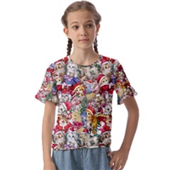 Kids  Cuff Sleeve Scrunch Bottom T-Shirt 