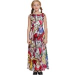 Pattern Kitten Christmas Kids  Satin Sleeveless Maxi Dress