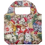 Pattern Kitten Christmas Foldable Grocery Recycle Bag