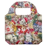 Pattern Kitten Christmas Premium Foldable Grocery Recycle Bag