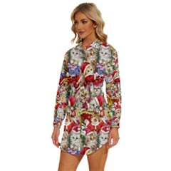 Womens Long Sleeve Shirt Dress 