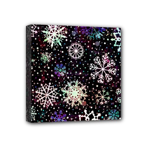 Shiny Winter Snowflake Abstract Christmas Cold Crystal December Mini Canvas 4  x 4  (Stretched) from ArtsNow.com