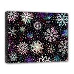 Shiny Winter Snowflake Abstract Christmas Cold Crystal December Canvas 14  x 11  (Stretched)