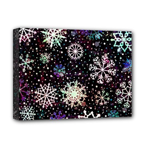 Shiny Winter Snowflake Abstract Christmas Cold Crystal December Deluxe Canvas 16  x 12  (Stretched)  from ArtsNow.com