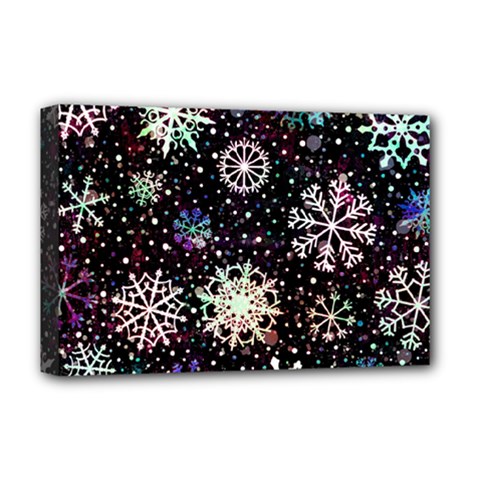 Shiny Winter Snowflake Abstract Christmas Cold Crystal December Deluxe Canvas 18  x 12  (Stretched) from ArtsNow.com