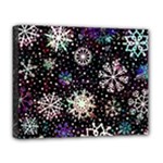 Shiny Winter Snowflake Abstract Christmas Cold Crystal December Deluxe Canvas 20  x 16  (Stretched)