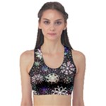 Shiny Winter Snowflake Abstract Christmas Cold Crystal December Fitness Sports Bra