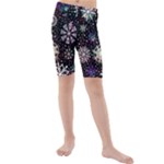 Shiny Winter Snowflake Abstract Christmas Cold Crystal December Kids  Mid Length Swim Shorts