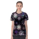 Shiny Winter Snowflake Abstract Christmas Cold Crystal December Women s Sport Mesh T-Shirt