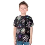 Shiny Winter Snowflake Abstract Christmas Cold Crystal December Kids  Cotton T-Shirt