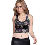 Shiny Winter Snowflake Abstract Christmas Cold Crystal December Racer Back Crop Top