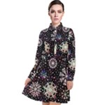 Shiny Winter Snowflake Abstract Christmas Cold Crystal December Long Sleeve Chiffon Shirt Dress