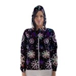 Shiny Winter Snowflake Abstract Christmas Cold Crystal December Women s Hooded Windbreaker