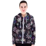 Shiny Winter Snowflake Abstract Christmas Cold Crystal December Women s Zipper Hoodie