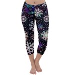 Shiny Winter Snowflake Abstract Christmas Cold Crystal December Capri Winter Leggings 