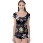 Shiny Winter Snowflake Abstract Christmas Cold Crystal December Boyleg Leotard 