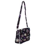 Shiny Winter Snowflake Abstract Christmas Cold Crystal December Shoulder Bag with Back Zipper