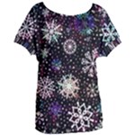 Shiny Winter Snowflake Abstract Christmas Cold Crystal December Women s Oversized T-Shirt