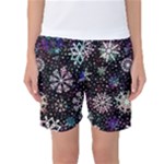 Shiny Winter Snowflake Abstract Christmas Cold Crystal December Women s Basketball Shorts