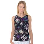 Shiny Winter Snowflake Abstract Christmas Cold Crystal December Women s Basketball Tank Top