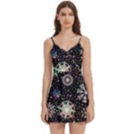 Shiny Winter Snowflake Abstract Christmas Cold Crystal December Body Wrap Sleeveless V-Neck Mini Dress