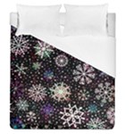 Shiny Winter Snowflake Abstract Christmas Cold Crystal December Duvet Cover (Queen Size)