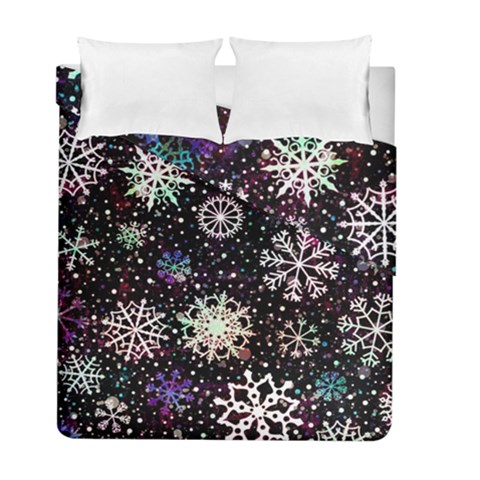 Shiny Winter Snowflake Abstract Christmas Cold Crystal December Duvet Cover Double Side (Full/ Double Size) from ArtsNow.com