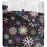 Shiny Winter Snowflake Abstract Christmas Cold Crystal December Duvet Cover Double Side (King Size)