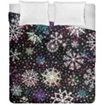 Shiny Winter Snowflake Abstract Christmas Cold Crystal December Duvet Cover Double Side (California King Size)