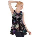 Shiny Winter Snowflake Abstract Christmas Cold Crystal December Side Drop Tank Tunic