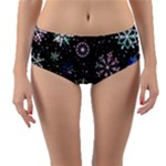 Shiny Winter Snowflake Abstract Christmas Cold Crystal December Reversible Mid-Waist Bikini Bottoms