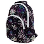 Shiny Winter Snowflake Abstract Christmas Cold Crystal December Rounded Multi Pocket Backpack