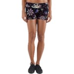 Shiny Winter Snowflake Abstract Christmas Cold Crystal December Yoga Shorts