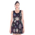 Shiny Winter Snowflake Abstract Christmas Cold Crystal December Scoop Neck Skater Dress