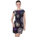 Shiny Winter Snowflake Abstract Christmas Cold Crystal December Drawstring Hooded Dress