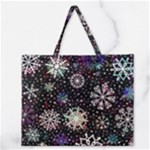 Shiny Winter Snowflake Abstract Christmas Cold Crystal December Zipper Large Tote Bag