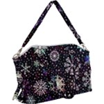 Shiny Winter Snowflake Abstract Christmas Cold Crystal December Canvas Crossbody Bag