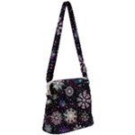 Shiny Winter Snowflake Abstract Christmas Cold Crystal December Zipper Messenger Bag